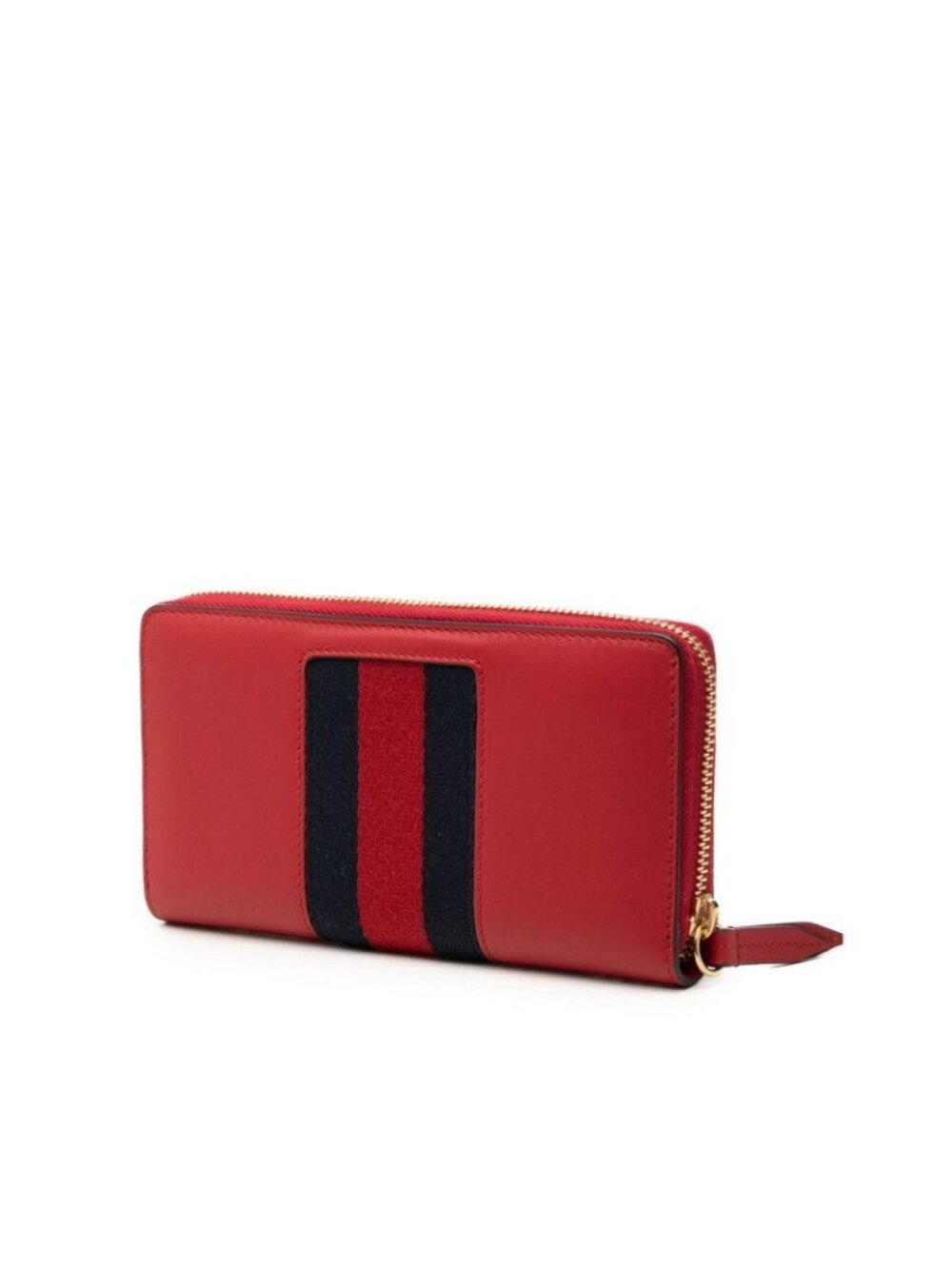 Gucci Sylvie Sherry Line Wallet Zip Around Red Navy Leather - Picture 2 of 7